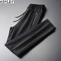 Грубационная ткань черные брюки, высококачественные брюки 4XL, стальные трубы мужские брюки