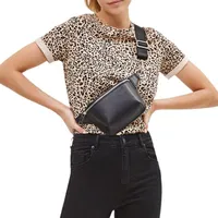 T-shirt dam Djurtryckskjorta Kvinnor 2021 Sommar Casual Leopard Kortärmade Kvinnliga Tops Tees Tunic O-Neck Cotton T