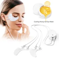 RF Electric Relax Massage Magnetic Eye Massager Golden Eye Mask 60pcs RF Micro Current Under Eye Wrinkle Patches Device Wrinkle Dark Circles