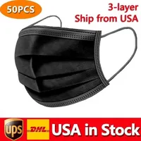 EE. UU. En stock de máscaras faciales desechables negras de 3 capas máscara al aire libre con boca de oído PM Prevenir Dhl 24h Envío Free Fast 496