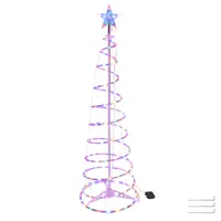 5ft دوامة الصمام الخفيفة تظهر شجرة متعدد الألوان مع نجمة فنية عيد الميلاد مصباح الموقت بطارية بدعم عطلة حزب ديكور