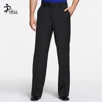 Stage Wear Men Dance Pants Ballroom Latin Standard Adults Straight-legged Stripe Trousers Samba Rumba Clothing