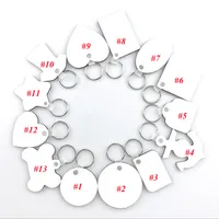 Sublimação Keychain Ornamento de MDF em branco com chaveiro Chaveiro Chaveiro Para Apresentação Fazendo Duplo Lado Impresso Chaveiros