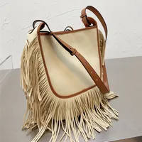 2021 красивая сумка с кисточкой ретро абрикос коричневая большая емкость сумка модные тенденции стильные унисекс сумки из замшевые кожаные тазоны
