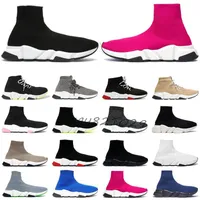[Enviado ASAP] 2021 Diseñador Hombres Para Mujer Para Mujer Casual Running Zapatos Blancos Blanco Triples Speed ​​Trainer Stretch-Knit Sock Boots Boots Sneakers 36-45 VB7