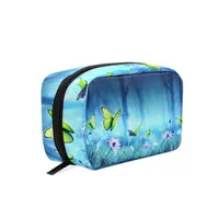 Kosmetische Taschen Koffer Fengju Make -up -Tasche tragbare Toilettenartikel modische Square Organizer für Mädchen Frau Frau Fairy Butterfly