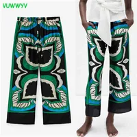 Vuwwyv za szerokie spodnie nogi kobiety wysoki talia wydrukować luźna kobieta lato spodnie streetwear proste spodnie garnitury 210922