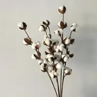 Flores decorativas guirnaldas flone ​​secas flor de algodón rama 6 cabezal largo simulación árbol casero boda decoración artificial