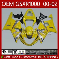 OEM Bodywork For SUZUKI K2 GSX R1000 GSXR 1000 CC 2001 2002 2002 Body 62No.93 Light yellow GSXR1000 GSX-R1000 01-02 1000CC GSXR-1000 00 01 02 Injection mold Fairing kit