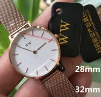 Dames Watches Pure en acier inoxydable WW 3A 11 DW 32 mm 28 mm supérieur Gold rose Montre à bracelet Mode Japonais Mouvement quartz montre Montre de Luxe