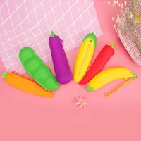 방수 실리콘 지갑 펜 가방 고용량 공부 연필 가방 아이들을위한 독창성 야채 가지 옥수수 바나나 휴대용 6jy Q2