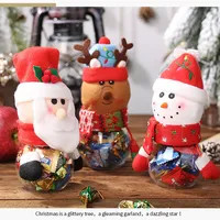 Plastic Candy Jar Christmas Theme Small Gift Bags Box Crafts Home Party Decorations256q