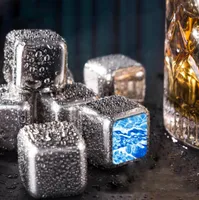 Rostfritt stål Ice Cube Skopor Kylare Återanvändbara Chilling Stones för Whisky Vin Håll din drink längre kallmetall Whiskeys röda viner