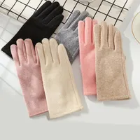 Cinq doigts Gants Femmes Hiver IMITE Cachemire Solide Simple Style Mode Plus Velvet Épaissement Écran tactile Cyclisme