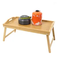 Bamboo Material Foldable Laptop Notebook Lap PC Folding Desk Computer Portable Table Vented Stand Bed Tray