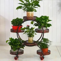 Puntos de flores portátiles baratos con ruedas del soporte de la planta de metal bandejas creativas bandejas de almacenamiento grande para la decoración del hogar