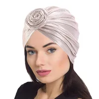 Glitter Donut Turban Caps voor Dames Stretch Hijab Cap Moslim Hoofddoek Motorkap Hoed Dames Hoofdband Turbans Headwraps '