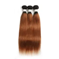 Ombre 1b 30 brun rakt hår extenisons 3/4 buntar Två ton 1b / 27 honung blond brasilianska mänskliga hårväv