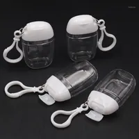 5pcs 30ml Empty Hand Sanitizer Travel Small Size Holder Hook Keychain Carriers Flip Cap Reusable Portable Bottles