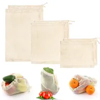 3 6 10 st återanvändbara produkter Bag Set Eco Storage Bags Cotton Mesh Vegetabilisk Fruktorganisatör Shopping Livsmedelsorganisation