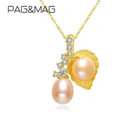 Pagmag Luxus Fashwater Pearls Anhänger Halskette Sterling Silber 925 Halskette für Frauen SEA Shell Fine Jewelry FN-0320 Q0531