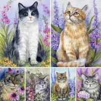 Diamantmålning färgade ritningar katter 5d diy full fyrkantig och rund broderi korsstygn kit väggkonst klubb hem sovrum dekor