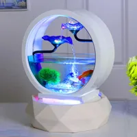 Aquarien Goldfischschüssel Dekoration Wohnzimmer Kleiner ökologischer Desktop Haushalt ultraweißglas kreatives freies Ersatzaquarium