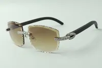 2021 Designers Sunglasses 3524023 XL Diamantes Cortes Lente Natural Preto Templos De Madeira Óculos, Tamanho: 58-18-135mm