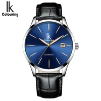 Wristwatches IK Colouring Luxury Watch Men Automatic Watches For Leather Strap Calendar Waterproof Mechanical Wristwatch Gift
