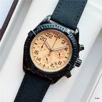 Luxury Mens Klockor Subdial Work Quartz Movement Chronograph Watch Super Quality Vattentät Ocean All Black Wristwatch Analog Clock Montre de Luxe