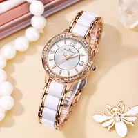 腕時計ラインストーンウォッチ女性樹脂セラミックローズゴールドレディ時計小さいダイヤルファッション女性防水