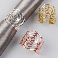 Rose Napkin Ring Zilver Goud Rose Goud Kleur Holle Servet Houder voor Party Wedding Table Decoration SN5173