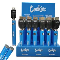 Cookies Vape Battery Preheating 510 Thread Vapes Pen E Cigaretter Batterier 900mAh Uppladdningsbar justerbar spänningsångare Pens USB -laddare