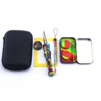 Dab Straw Nail Collector Kit with Retail Bag 14mm Titanium Dabber Silicon Container Tool Zipper Case Multi Colors Designa42