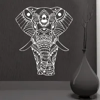 Rownocean Mandala Yoga prydnad Indisk Buddha Gud Elefant Väggklistermärkear Heminredning Konst Vardagsrum Vinylmålning Avtagbar M613 210308