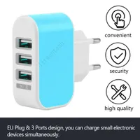3 USB Port Wall Home Travel AC Power Charger Adaptateur 3.1A Fiche UE En gros Nouveau Mini-Coloré Chargeur de chargeur USB 5V / 1A Chargeurs portables pour iPhone Samsung Huawei Moto