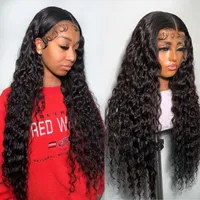Lace Wigs Deep Wave Curly Human Hair 13x4 Transparent Front 30inches HD Frontal Wig 4x4 Closure