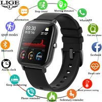 LIGE Akıllı İzle Erkekler Kadınlar Smartwatch Spor Spor Izci IPX7 Su Geçirmez LED Tam Dokunmatik Ekran Android IOS için Uygun
