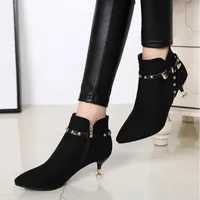 Boots Cresfimix Frauen Stiefel Women Classic Rivet Высококачественный заостренный ноги на молнии Lady Fashion Cool B6406F