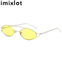 IMIXLOT Vintage Küçük Oval Güneş Kadınlar Klasik Marka Tasarımcısı Shades Güneş Gözlükleri Erkekler Metal Gözlük UV400 Sunglass