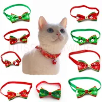 Série de Noël de collier de cravat d'arc d'arc avec un chien brillant chien de chien de compagnie décorations de Noël fournit accessoires Strap sur le cou MT20