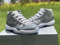 Authentische 11 Hohe OG Herrenschuhe Medium Grey White Cool Grey Real Fiber Outdoor Sneakers mit Original 7-13