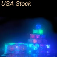 LED Ice Cube Multi Color Changing Flash Night Lights Liquid Sensor Water Submersible For Christmas Wedding Club Party Decoration Light lamp usa stock UASLINGHT