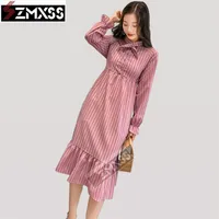 SZMXSS новая осень с длинным рукавом платье с длинным рукавом DOT Tementement платье женское свободное винтажное платье повседневная a-line рукав рукава платья 210302