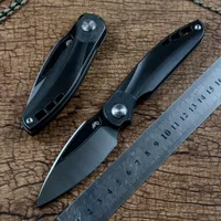 TWOSUN Sidewinder Collect Gift Pocket Knife D2 Satin Blade Ceramic Ball Bearing Blacken Titanium Handle Outdoor Camping Fold EDC TS341