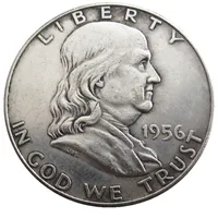 US 1956PD Franklin Half Dollar Craft Silver Plated Copy Coin Brass Ornaments Hem Dekoration Tillbehör