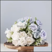 Decorative Flowers & Wreaths Festive Party Supplies Home Garden 10 Heads Rose Artificial Flower French Silk Bouquet For Wedding Decoration F