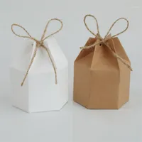 PCS Kraft Paper Package Cardboard Box Lantern Hexagon Candy Favor With Rope Gifts Wedding Wedding Christmas Valentine's Party