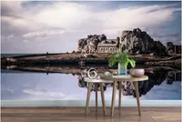 Bakgrundsbilder Anpassad väggmålning 3d Po Wallpaper European Style House Seaside Scenery Living Room Decoration for Wall 3 D i rullar