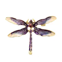 Épingles, broches cristal vintage violet émail libellule d'insectes pour femmes et hommes en alliage de banquet en métal mariages de broches cadeaux